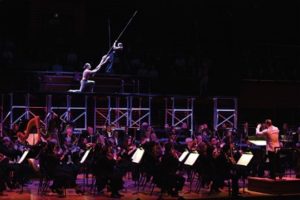 Performers above Philadelphia Orchestra